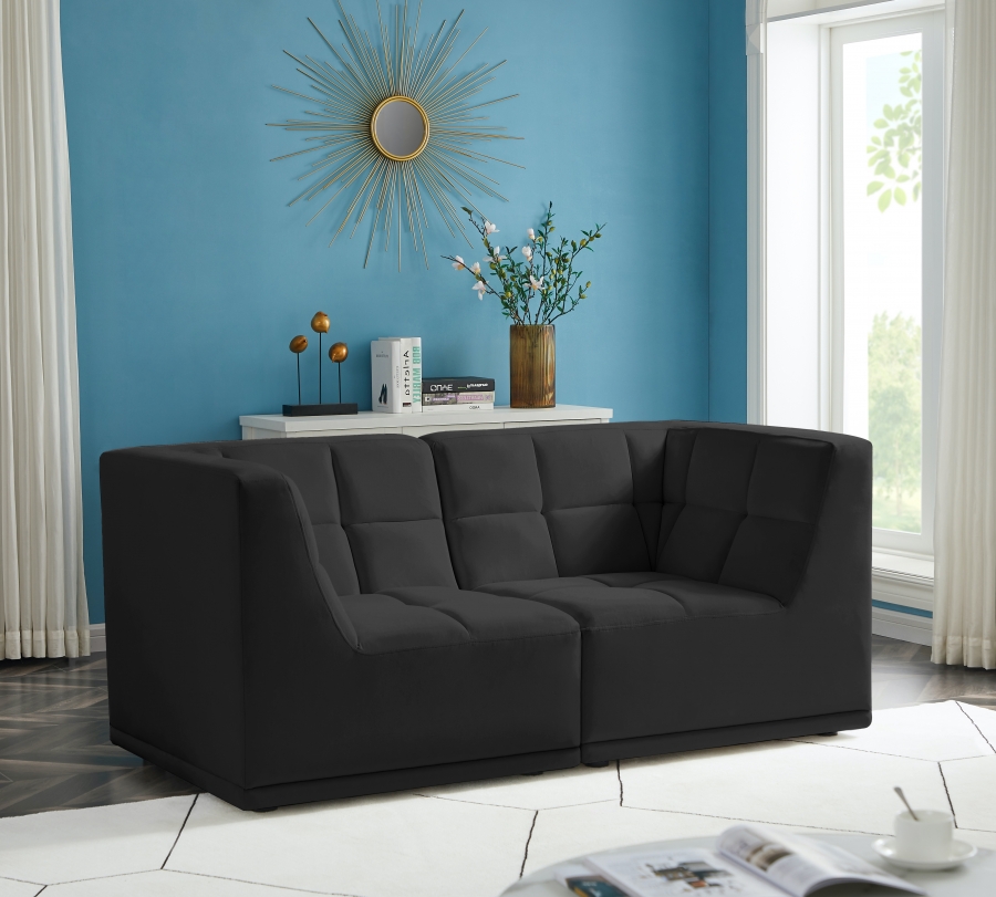 Relax 68" Velvet Upholstered 2pc. Modular Loveseat