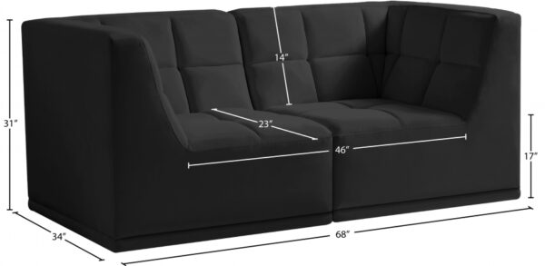 Relax 68" Velvet Upholstered 2pc. Modular Loveseat