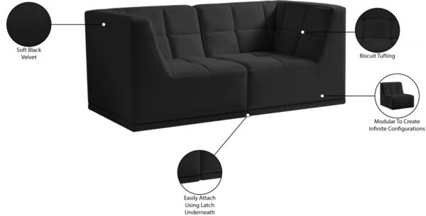 Relax 68" Velvet Upholstered 2pc. Modular Loveseat