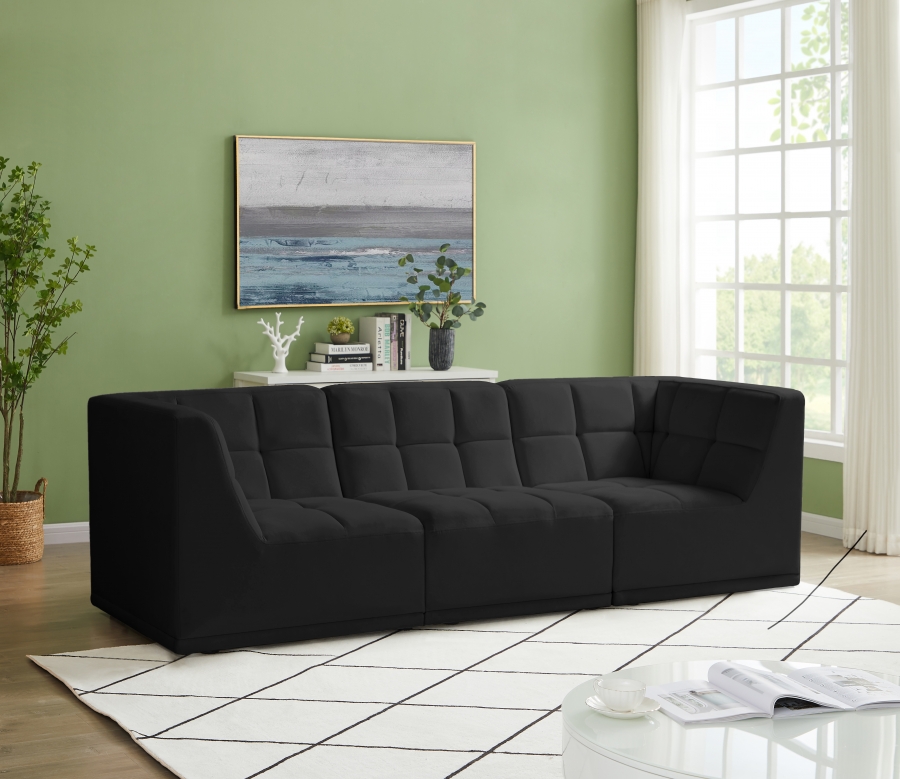 Relax 98" Velvet Upholstered 3pc. Modular Sofa
