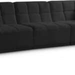 Relax 98" Velvet Upholstered 3pc. Modular Sofa