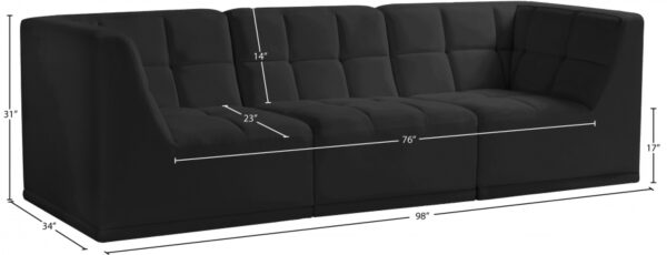 Relax 98" Velvet Upholstered 3pc. Modular Sofa