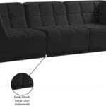 Relax 98" Velvet Upholstered 3pc. Modular Sofa