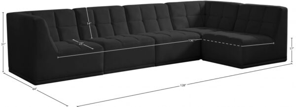 Relax 128" Velvet Upholstered 5pc. Modular Sectional