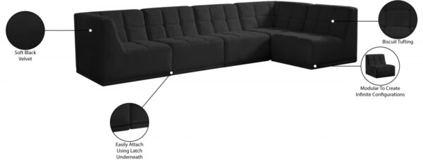 Relax 128" Velvet Upholstered 5pc. Modular Sectional