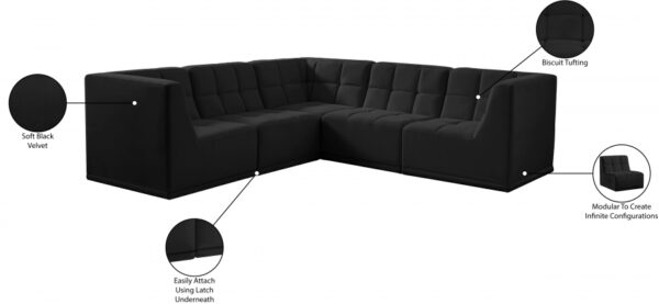 Relax 98" Velvet Upholstered 5pc. Modular Sectional