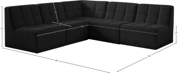 Relax 94" Velvet Upholstered 5pc. Modular Sectional