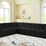 Relax 128" Velvet Upholstered 6pc. Modular Sectional