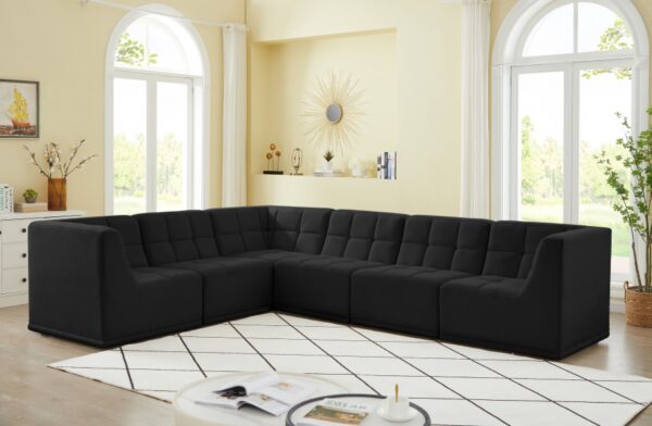 Relax 128" Velvet Upholstered 6pc. Modular Sectional
