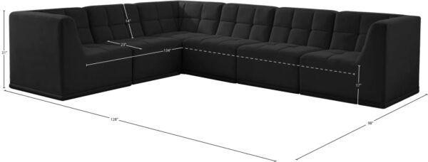 Relax 128" Velvet Upholstered 6pc. Modular Sectional