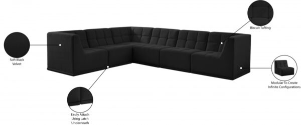 Relax 128" Velvet Upholstered 6pc. Modular Sectional