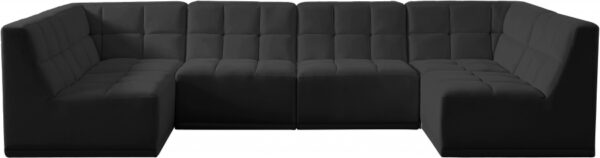 Relax 128" Velvet Upholstered 6pc. Modular Sectional