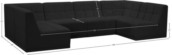 Relax 128" Velvet Upholstered 6pc. Modular Sectional