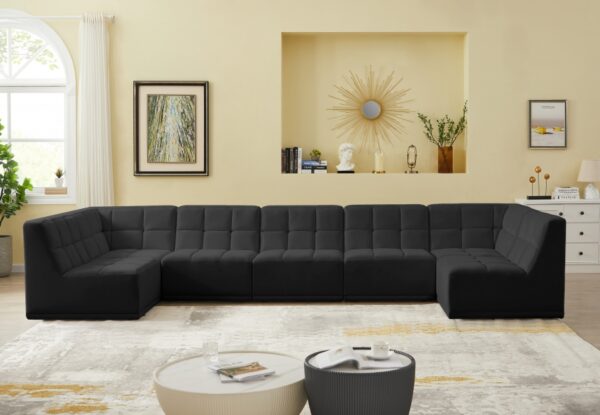 Relax 158" Velvet Upholstered 7pc. Modular Sectional