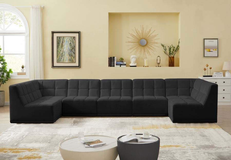 Relax 158" Velvet Upholstered 7pc. Modular Sectional