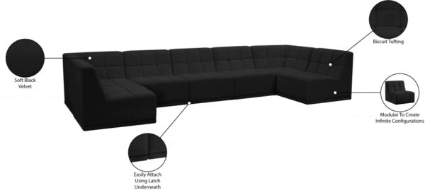 Relax 158" Velvet Upholstered 7pc. Modular Sectional