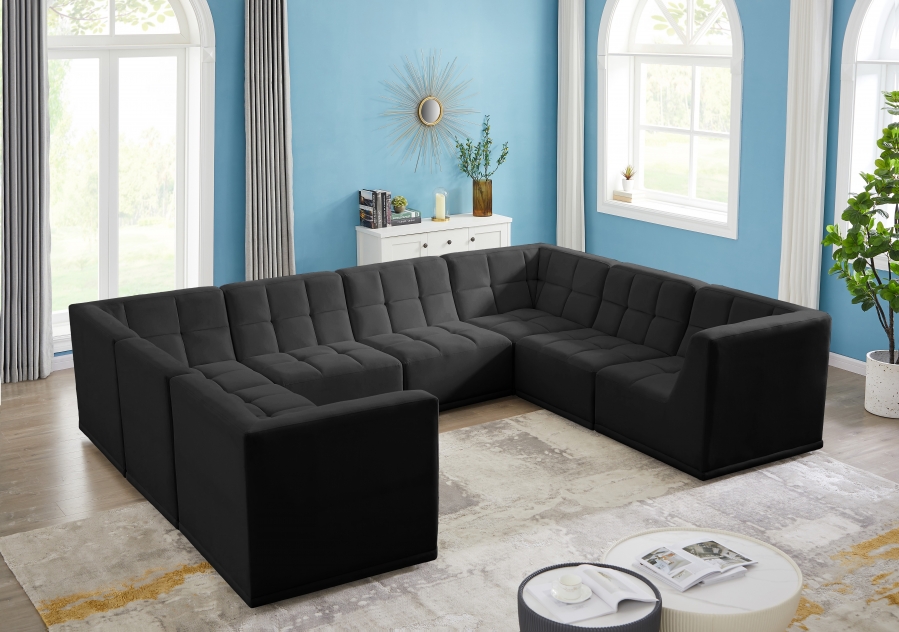 Relax 128" Velvet Upholstered 8pc. Modular Sectional