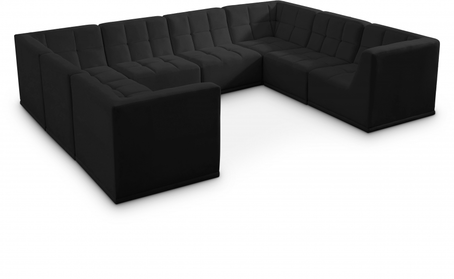 Relax 128" Velvet Upholstered 8pc. Modular Sectional
