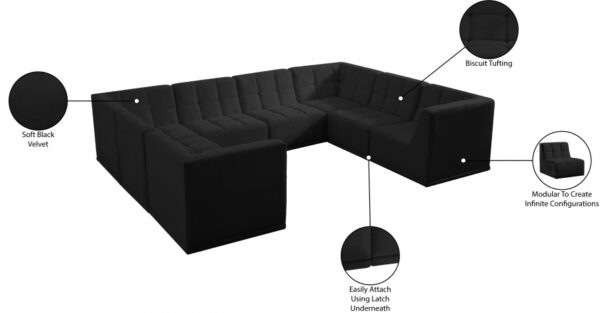 Relax 128" Velvet Upholstered 8pc. Modular Sectional