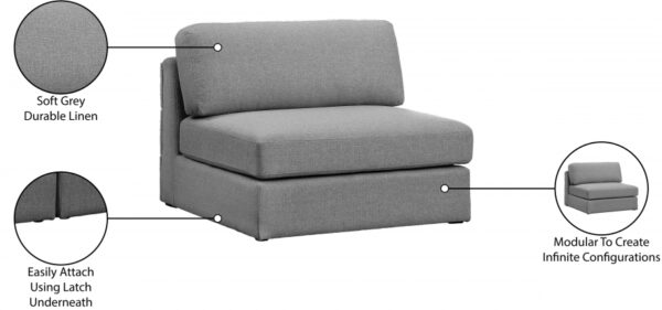 Beckham Linen Textured Fabric Upholstered Armless Modular Chair
