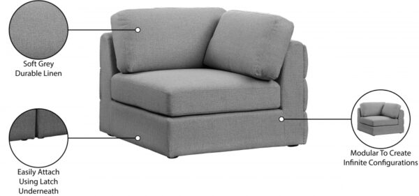Beckham Linen Textured Fabric Upholstered Corner Modular Chair