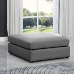 Beckham Linen Textured Fabric Upholstered Modular Ottoman