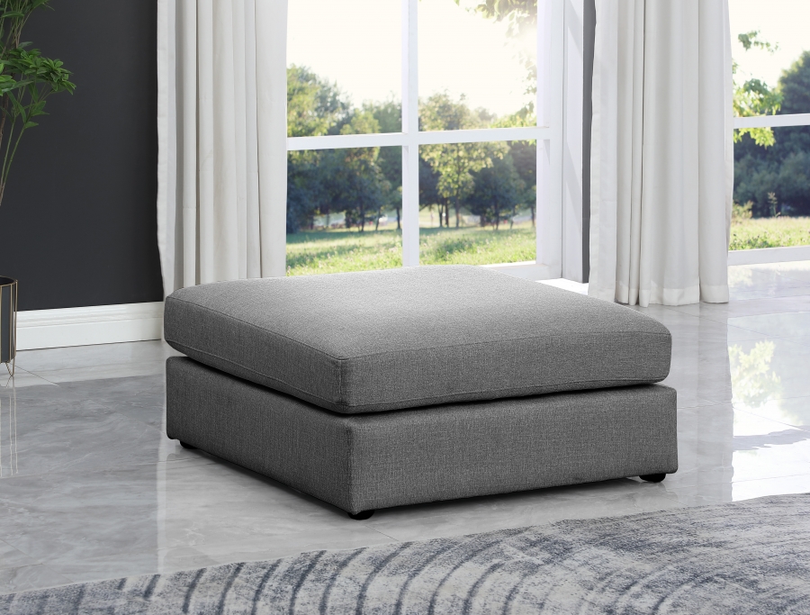 Beckham Linen Textured Fabric Upholstered Modular Ottoman