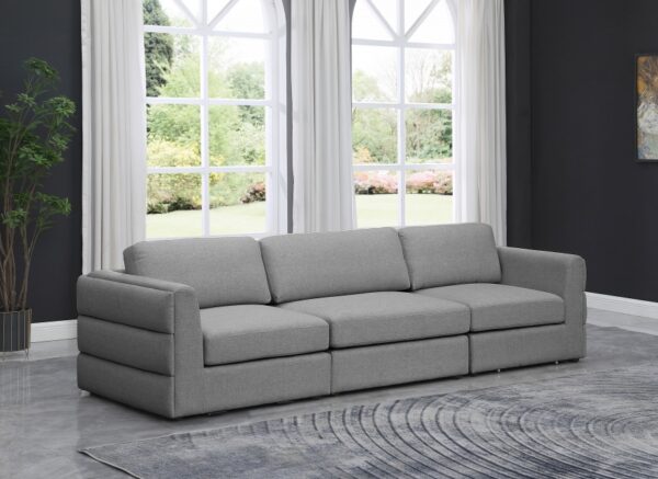 Beckham 114" Linen Textured Fabric Upholstered 3pc. Modular Sofa