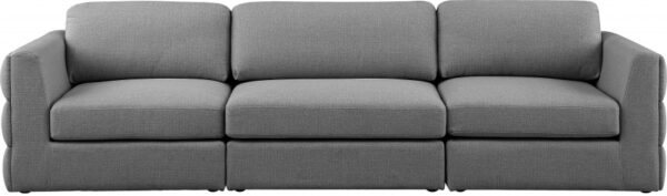 Beckham 114" Linen Textured Fabric Upholstered 3pc. Modular Sofa
