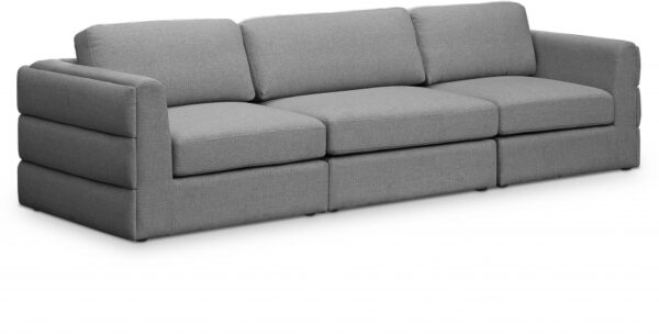 Beckham 114" Linen Textured Fabric Upholstered 3pc. Modular Sofa