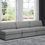 Beckham 114" Linen Textured Fabric Upholstered 3pc. Armless Modular Sofa