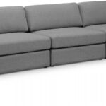 Beckham 114" Linen Textured Fabric Upholstered 3pc. Armless Modular Sofa