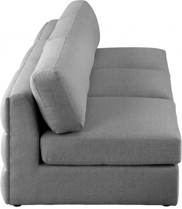 Beckham 114" Linen Textured Fabric Upholstered 3pc. Armless Modular Sofa