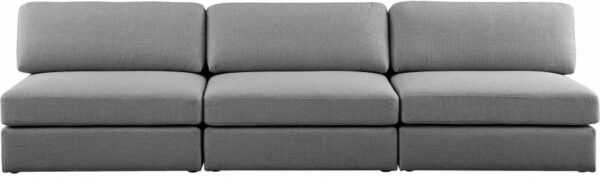 Beckham 114" Linen Textured Fabric Upholstered 3pc. Armless Modular Sofa