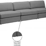 Beckham 114" Linen Textured Fabric Upholstered 3pc. Armless Modular Sofa