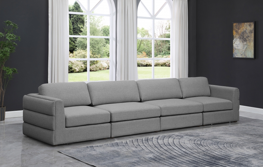 Beckham 152" Linen Textured Fabric Upholstered 4pc. Modular Sofa