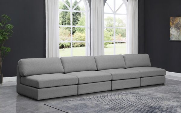 Beckham 152" Linen Textured Fabric Upholstered 4pc. Armless Modular Sofa