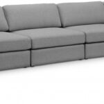 Beckham 152" Linen Textured Fabric Upholstered 4pc. Armless Modular Sofa