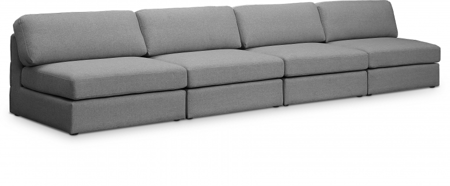 Beckham 152" Linen Textured Fabric Upholstered 4pc. Armless Modular Sofa