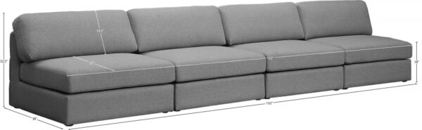 Beckham 152" Linen Textured Fabric Upholstered 4pc. Armless Modular Sofa