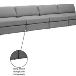 Beckham 152" Linen Textured Fabric Upholstered 4pc. Armless Modular Sofa