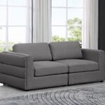 Beckham 76" Linen Textured Fabric Upholstered 2pc. Modular Loveseat