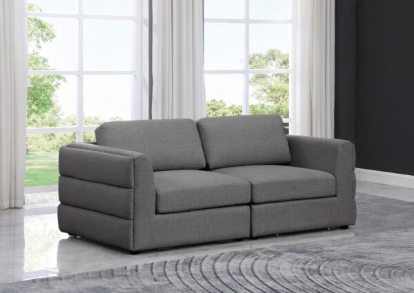 Beckham 76" Linen Textured Fabric Upholstered 2pc. Modular Loveseat