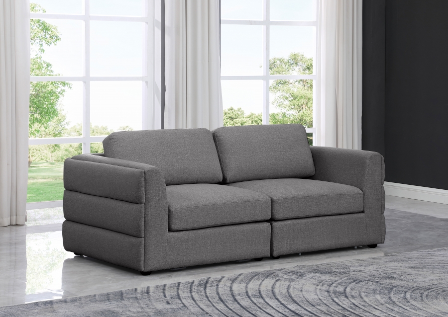 Beckham 76" Linen Textured Fabric Upholstered 2pc. Modular Loveseat