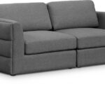 Beckham 76" Linen Textured Fabric Upholstered 2pc. Modular Loveseat