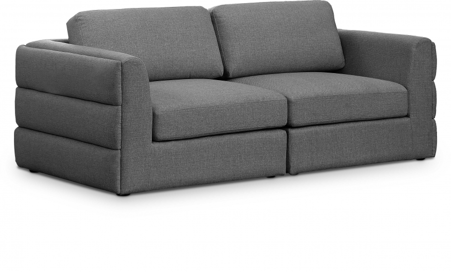 Beckham 76" Linen Textured Fabric Upholstered 2pc. Modular Loveseat