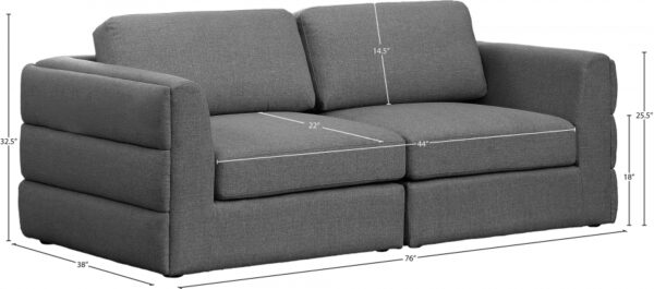 Beckham 76" Linen Textured Fabric Upholstered 2pc. Modular Loveseat