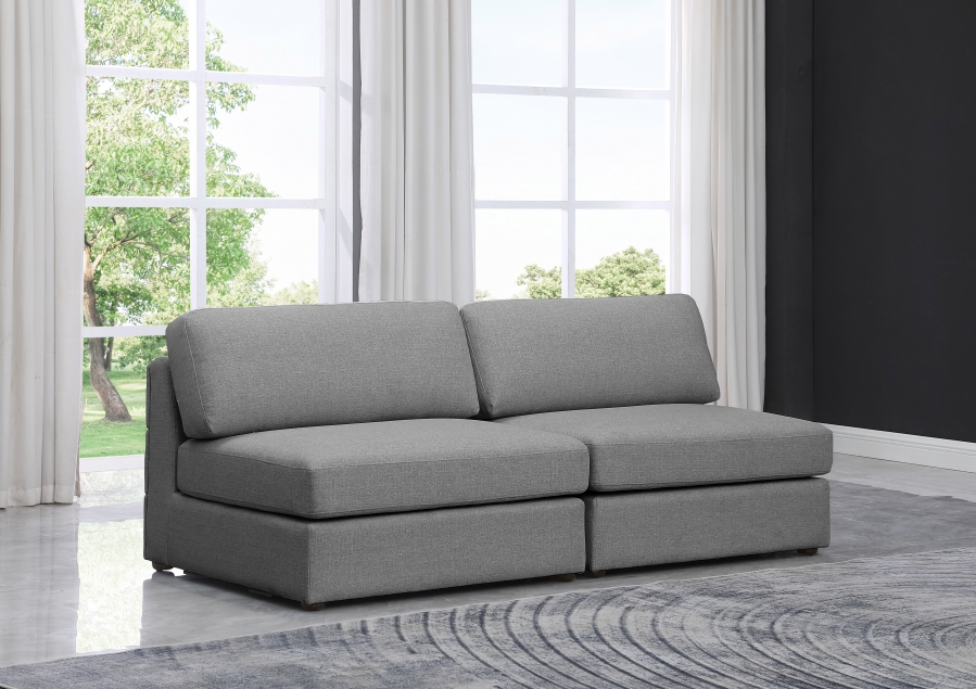 Beckham 76" Linen Textured Fabric Upholstered 2pc. Armless Modular Loveseat