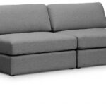 Beckham 76" Linen Textured Fabric Upholstered 2pc. Armless Modular Loveseat