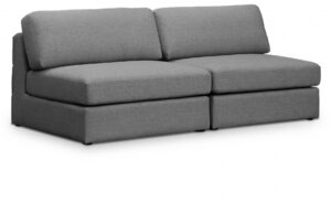 Beckham 76" Linen Textured Fabric Upholstered 2pc. Armless Modular Loveseat